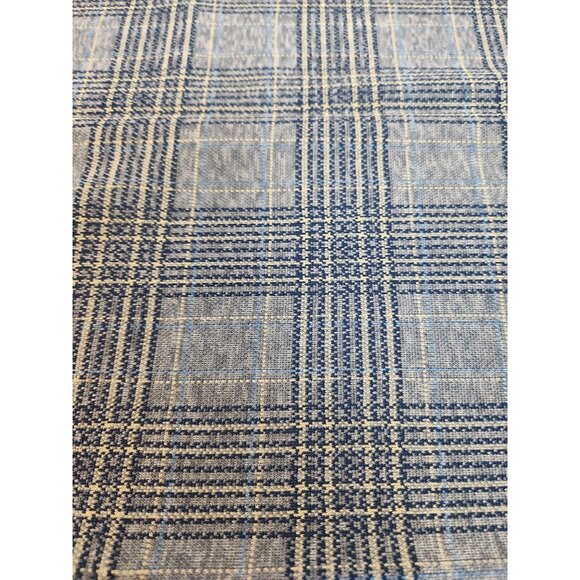 Vintage Navy Plaid Polyester Fabric 23x60 Inches Sewing Material - Picture 7 of 8